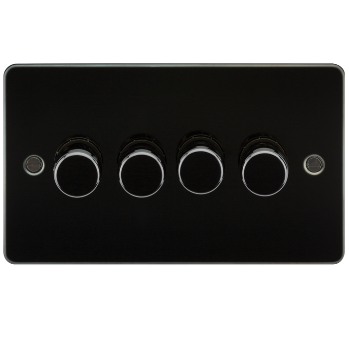 Knightsbridge FP2164GM Flat Plate 4G 2 WAY Dimmer 60-400W - Gunmetal Dimmer Switch Knightsbridge - Sparks Warehouse