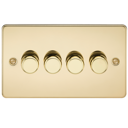 Knightsbridge FP2164PB Flat Plate 4G 2 WAY Dimmer 60-400W - Polished Brass Dimmer Switch Knightsbridge - Sparks Warehouse