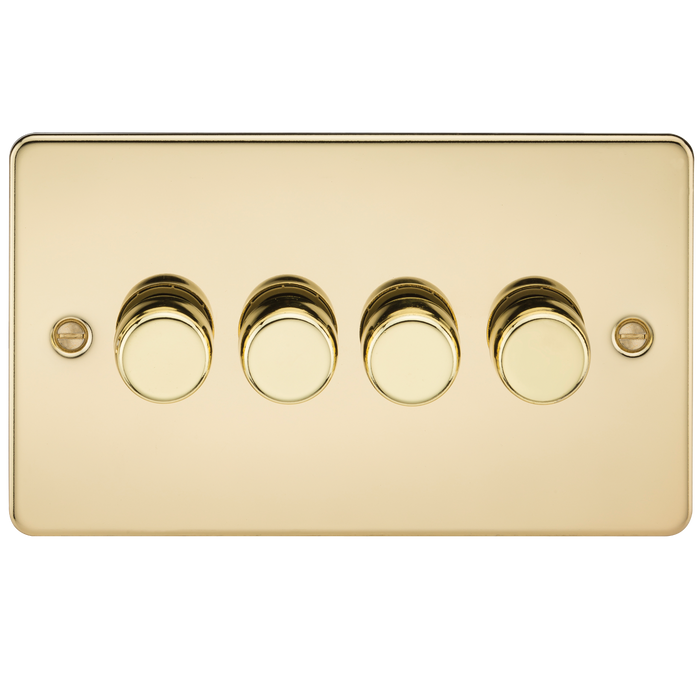 Knightsbridge FP2164PB Flat Plate 4G 2 WAY Dimmer 60-400W - Polished Brass Dimmer Switch Knightsbridge - Sparks Warehouse