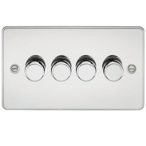 Knightsbridge FP2164PC Flat Plate 4G 2 WAY Dimmer 60-400W - Polished Chrome Dimmer Switch Knightsbridge - Sparks Warehouse