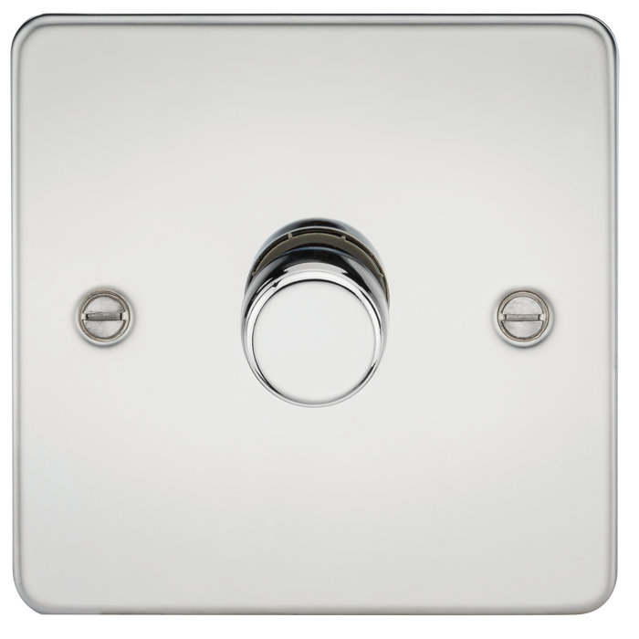 Knightsbridge FP2181PC Flat Plate 1G 2 WAY 10-200W Dimmer - Polished Chrome Dimmer Switch Knightsbridge - Sparks Warehouse