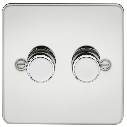 Knightsbridge FP2182PC Flat Plate 2G 2 WAY 40-200W LED Dimmer - Polished Chrome Dimmer Switch Knightsbridge - Sparks Warehouse