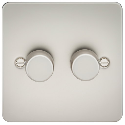 Knightsbridge FP2182PL Flat Plate 2G 2 way 10-200W (5-150W LED) trailing edge dimmer - Pearl Light Switches Knightsbridge - Sparks Warehouse