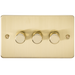 Knightsbridge FP2183BB Flat Plate 3G 2 way 10-200W (5-150W LED) trailing edge dimmer - Brushed Brass Light Switches Knightsbridge - Sparks Warehouse