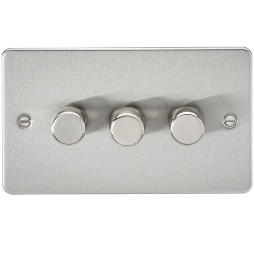 Knightsbridge FP2183BC Flat Plate 3G 2 WAY 100-200W LED Dimmer - Brushed Chrome Dimmer Switch Knightsbridge - Sparks Warehouse