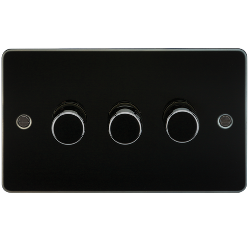Knightsbridge FP2183GM Flat Plate 3G 2 way 10-200W (5-150W LED) Trailing Edge Dimmer - Gunmetal Light Switches Knightsbridge - Sparks Warehouse