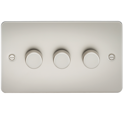 Knightsbridge FP2183PL Flat Plate 3G 2 way 10-200W (5-150W LED) Trailing Edge Dimmer - Pearl Light Switches Knightsbridge - Sparks Warehouse