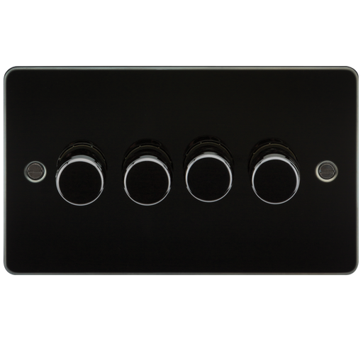 Knightsbridge FP2184GM Flat Plate 4G 2 way 10-200W (5-150W LED) Trailing Edge Dimmer - Gunmetal Light Switches Knightsbridge - Sparks Warehouse