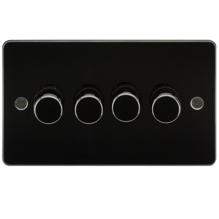 Knightsbridge FP2184GM Flat Plate 4G 2 way 10-200W (5-150W LED) Trailing Edge Dimmer - Gunmetal Light Switches Knightsbridge - Sparks Warehouse