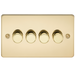 Knightsbridge FP2184PB Flat Plate 4G 2 way 10-200W (5-150W LED) Trailing Edge Dimmer - Polished Brass Light Switches Knightsbridge - Sparks Warehouse