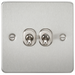 Knightsbridge FP2TOGBC Flat Plate 10A 2G 2 WAY Toggle Switch - Brushed Chrome Toggle Switch Knightsbridge - Sparks Warehouse