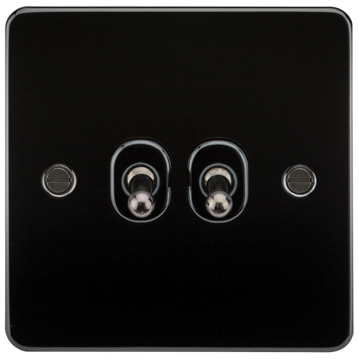 Knightsbridge FP2TOGGM Flat Plate 10A 2G 2 WAY Toggle Switch - Gunmetal Toggle Switch Knightsbridge - Sparks Warehouse