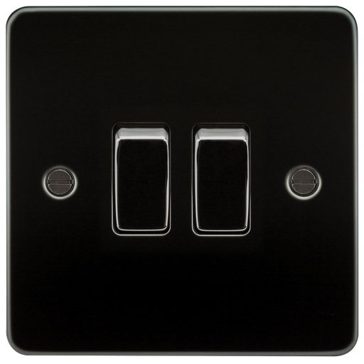 Knightsbridge FP3000GM Flat Plate 10A 2G 2 WAY Switch - Gunmetal Switch Knightsbridge - Sparks Warehouse