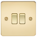 Knightsbridge FP3000PB Flat Plate 10A 2G 2 WAY Switch - Polished Brass Switch Knightsbridge - Sparks Warehouse