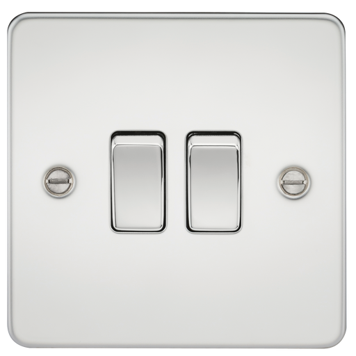 Knightsbridge FP3000PC Flat Plate 10A 2G 2 WAY Switch - Polished Chrome Switch Knightsbridge - Sparks Warehouse