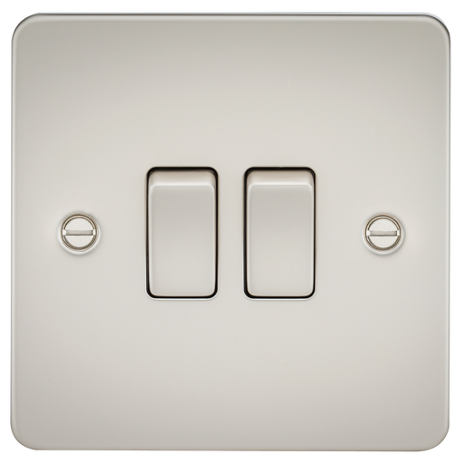 Knightsbridge FP3000PL Flat Plate 10A 2G 2 WAY Switch - Pearl Switch Knightsbridge - Sparks Warehouse