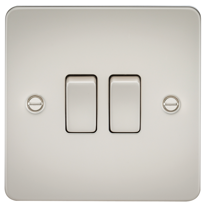 Knightsbridge FP3000PL Flat Plate 10A 2G 2 WAY Switch - Pearl Switch Knightsbridge - Sparks Warehouse