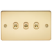 Knightsbridge FP3TOGPB Flat Plate 10A 3G 2 WAY Toggle Switch - Polished Brass Toggle Switch Knightsbridge - Sparks Warehouse