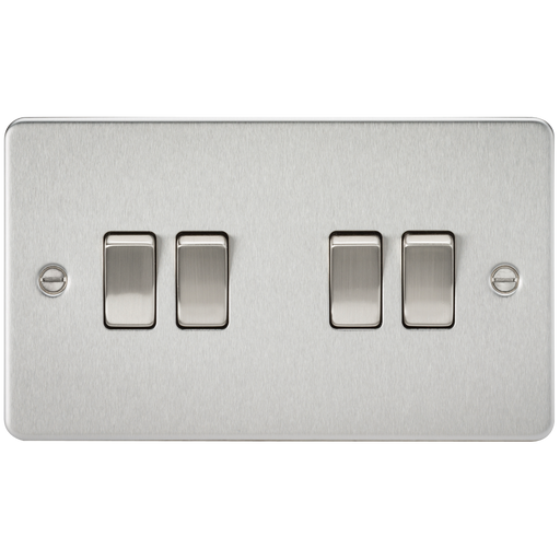 Knightsbridge FP4100BC Flat Plate 10A 4G 2 WAY Switch - Brushed Chrome Switch Knightsbridge - Sparks Warehouse