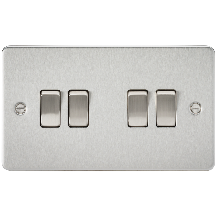 Knightsbridge FP4100BC Flat Plate 10A 4G 2 WAY Switch - Brushed Chrome Switch Knightsbridge - Sparks Warehouse