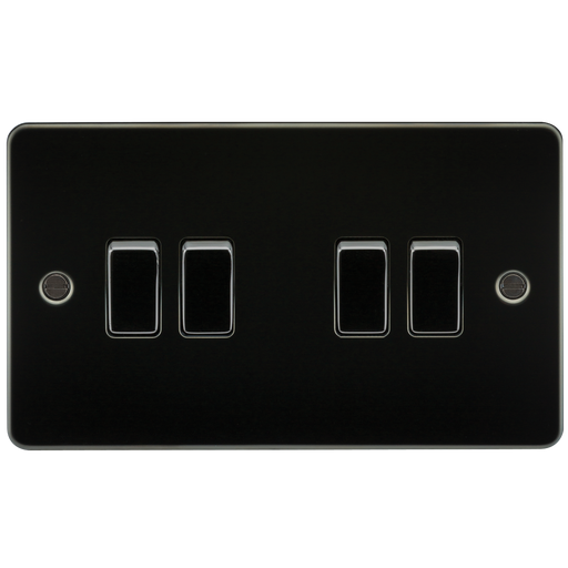 Knightsbridge FP4100GM Flat Plate 10A 4G 2 WAY Switch - Gunmetal Switch Knightsbridge - Sparks Warehouse