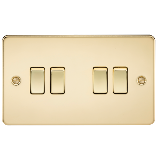 Knightsbridge FP4100PB Flat Plate 10A 4G 2 WAY Switch - Polished Brass Switch Knightsbridge - Sparks Warehouse