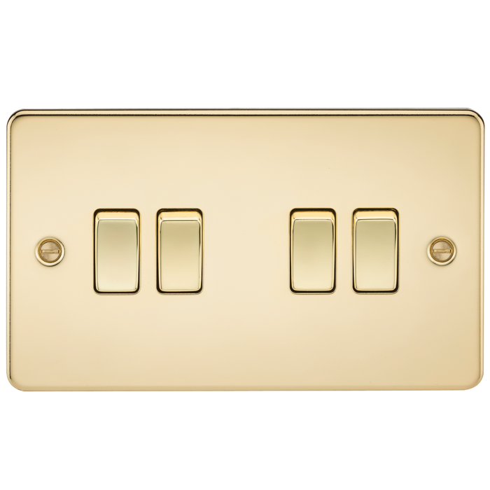 Knightsbridge FP4100PB Flat Plate 10A 4G 2 WAY Switch - Polished Brass Switch Knightsbridge - Sparks Warehouse