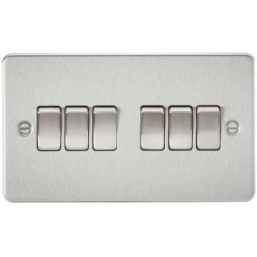 Knightsbridge FP4200BC Flat Plate 10A 6G 2 WAY Switch - Brushed Chrome Switch Knightsbridge - Sparks Warehouse
