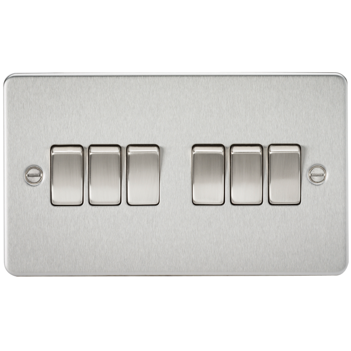 Knightsbridge FP4200BC Flat Plate 10A 6G 2 WAY Switch - Brushed Chrome Switch Knightsbridge - Sparks Warehouse