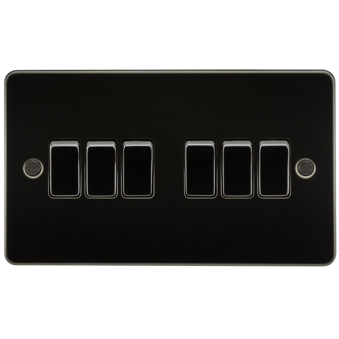 Knightsbridge FP4200GM Flat Plate 10A 6G 2 WAY Switch - Gunmetal Switch Knightsbridge - Sparks Warehouse