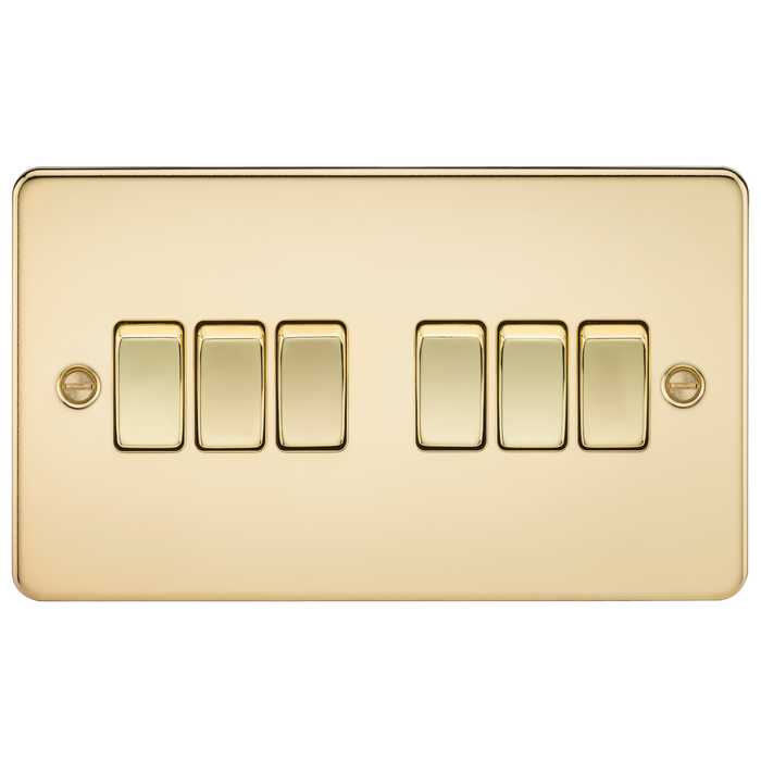 Knightsbridge FP4200PB Flat Plate 10A 6G 2 WAY Switch - Polished Brass Switch Knightsbridge - Sparks Warehouse