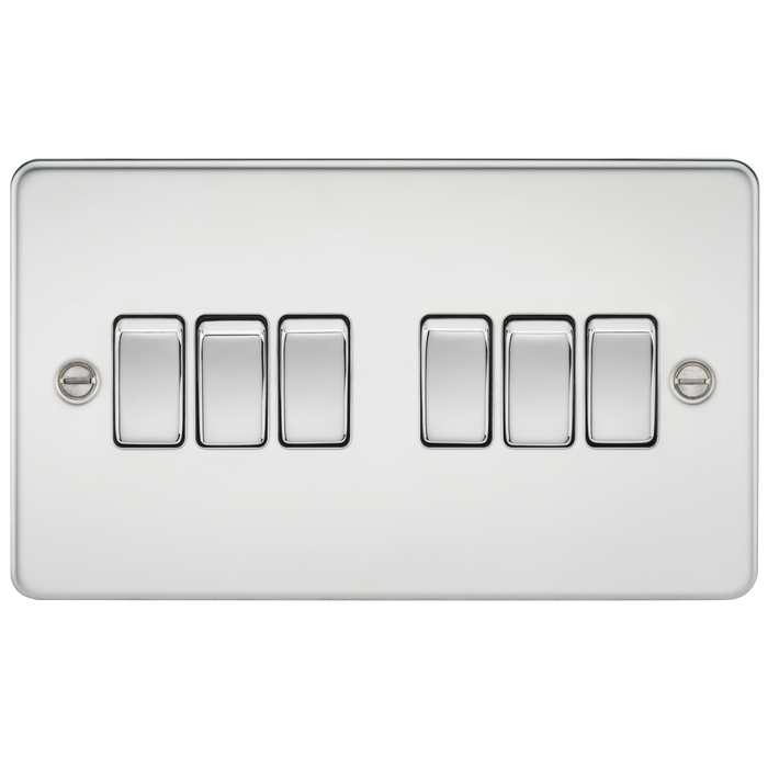 Knightsbridge FP4200PC Flat Plate 10A 6G 2 WAY Switch - Polished Chrome Switch Knightsbridge - Sparks Warehouse