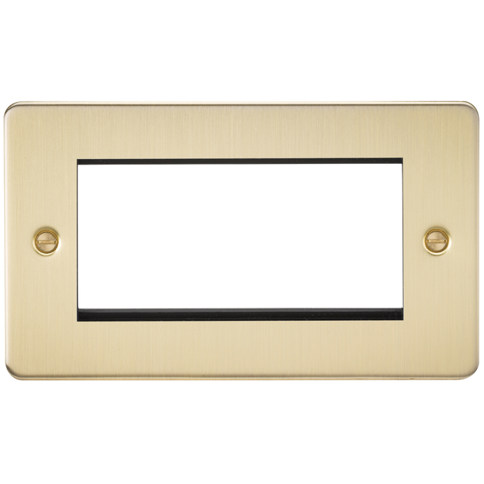 Knightsbridge FP4GBB 4G Modular Face Plate - Brushed Brass Faceplate Knightsbridge - Sparks Warehouse