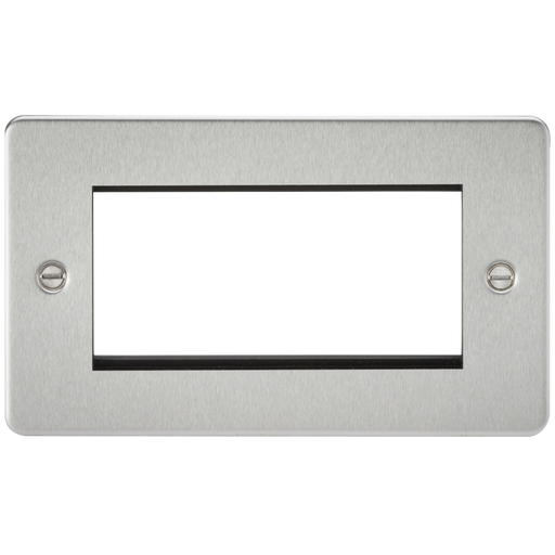 Knightsbridge FP4GBC 4G Modular Face Plate - Brushed Chrome Faceplate Knightsbridge - Sparks Warehouse