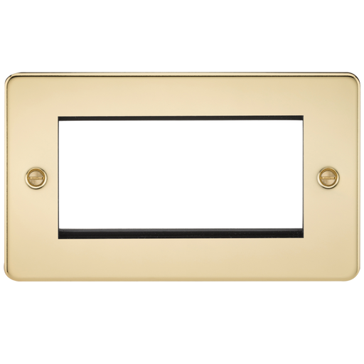 Knightsbridge FP4GPB 4G Modular Face Plate - Polished Brass Faceplate Knightsbridge - Sparks Warehouse