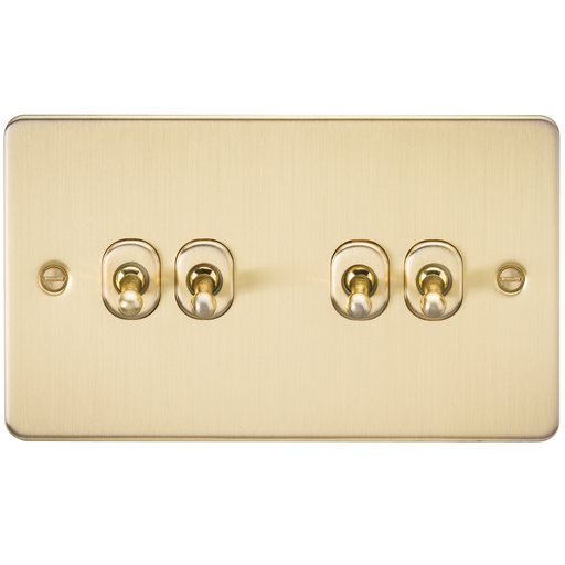 Knightsbridge FP4TOGBB Flat Plate 10A 4G 2 WAY Toggle Switch - Brushed Brass Toggle Switch Knightsbridge - Sparks Warehouse