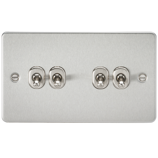 Knightsbridge FP4TOGBC Flat Plate 10A 4G 2 WAY Toggle Switch - Brushed Chrome Toggle Switch Knightsbridge - Sparks Warehouse
