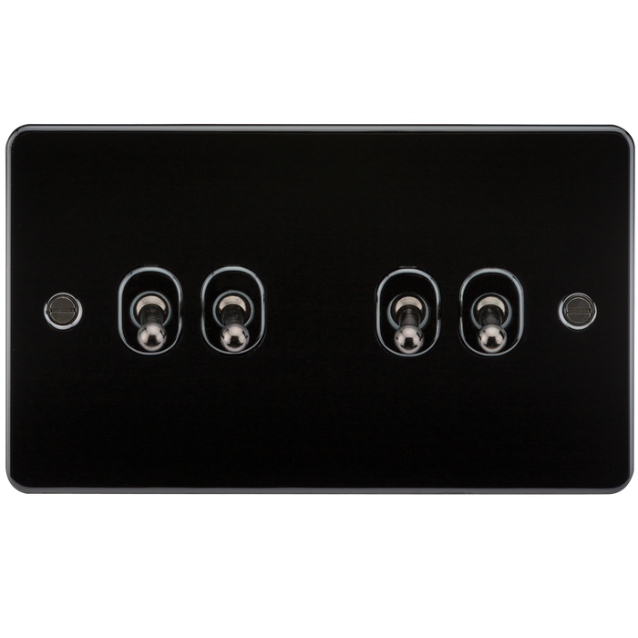 Knightsbridge FP4TOGGM Flat Plate 10A 4G 2 WAY Toggle Switch Gunmeta