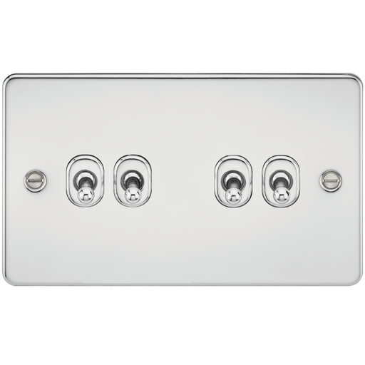 Knightsbridge FP4TOGPC Flat Plate 10A 4G 2 WAY Toggle Switch - Polished Chrome Toggle Switch Knightsbridge - Sparks Warehouse