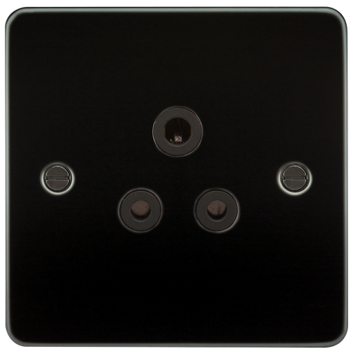 Knightsbridge FP5AGM Flat Plate 5A UNSwitched Socket - Gunmetal With Black Insert Socket Knightsbridge - Sparks Warehouse