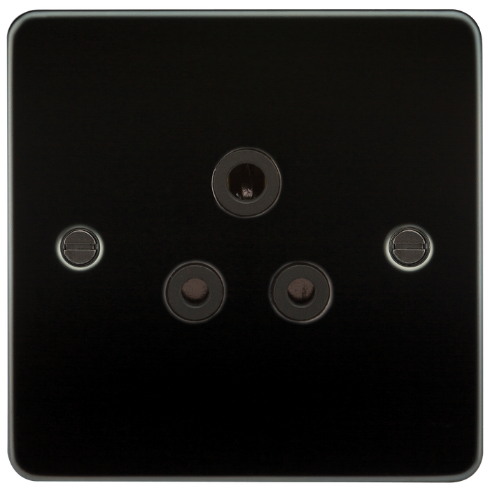 Knightsbridge FP5AGM Flat Plate 5A UNSwitched Socket - Gunmetal With Black Insert Socket Knightsbridge - Sparks Warehouse