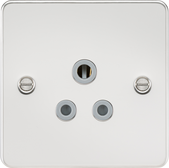 Knightsbridge FP5APCG Flat Plate 5A Unswitched Socket - Polished Chrome With Grey Insert Socket Knightsbridge - Sparks Warehouse