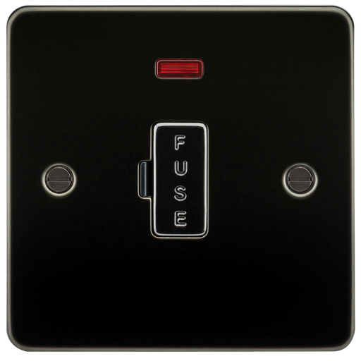 Knightsbridge FP6000NGM Flat Plate 13A Fused Spur Unit With Neon - Gunmetal Fuse Unit Knightsbridge - Sparks Warehouse
