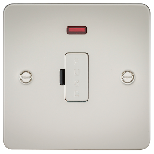 Knightsbridge FP6000NPL Flat Plate 13A Fused Spur Unit With Neon - Pearl Fuse Unit Knightsbridge - Sparks Warehouse