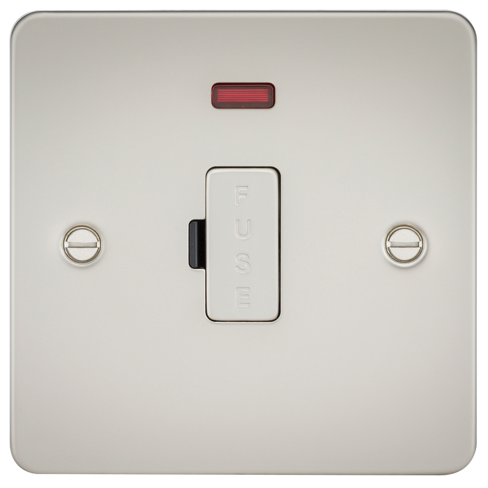 Knightsbridge FP6000NPL Flat Plate 13A Fused Spur Unit With Neon - Pearl Fuse Unit Knightsbridge - Sparks Warehouse
