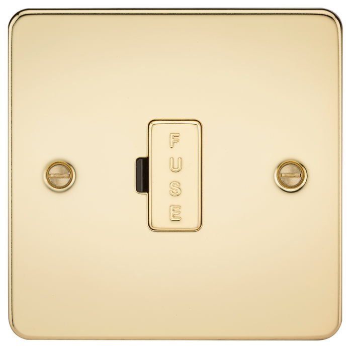 Knightsbridge FP6000PB Flat Plate 13A Fused Spur Unit - Polished Brass Fuse Unit Knightsbridge - Sparks Warehouse
