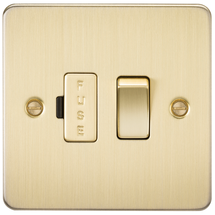 Knightsbridge FP6300BB Flat Plate 13A Switched Fused Spur Unit - Brushed Brass Fuse Unit Knightsbridge - Sparks Warehouse