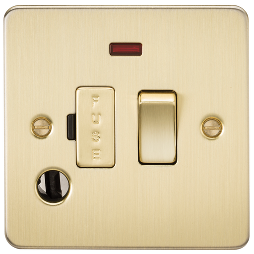 Knightsbridge FP6300FBB Flat Plate 13A Switched Fused Spur Unit With Neon AND Flex Outlet - Brushed Brass Fuse Unit Knightsbridge - Sparks Warehouse