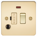 Knightsbridge FP6300FPB Flat Plate 13A Switched Fused Spur Unit With Neon AND Flex Outlet - Polished Brass Fuse Unit Knightsbridge - Sparks Warehouse