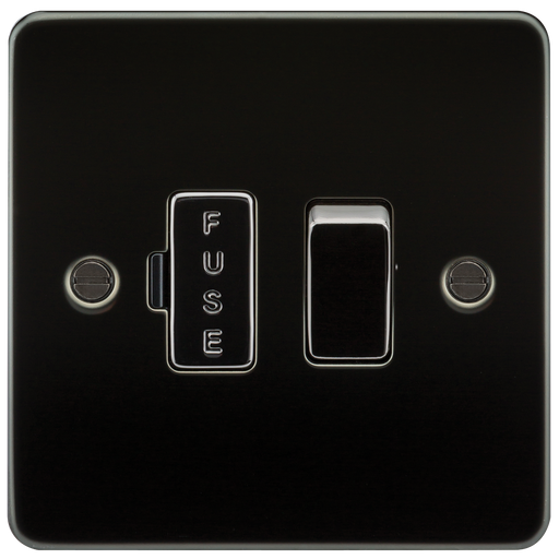Knightsbridge FP6300GM Flat Plate 13A Switched  Fused Spur Unit - Gunmetal Fuse Unit Knightsbridge - Sparks Warehouse